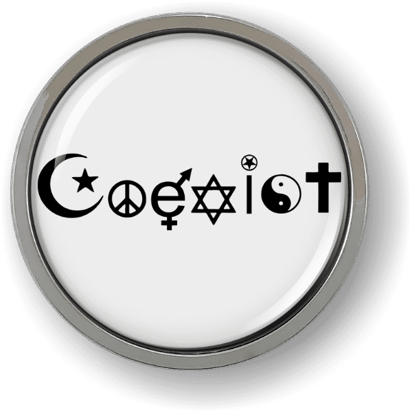 Coexist White 3D Domed Emblem